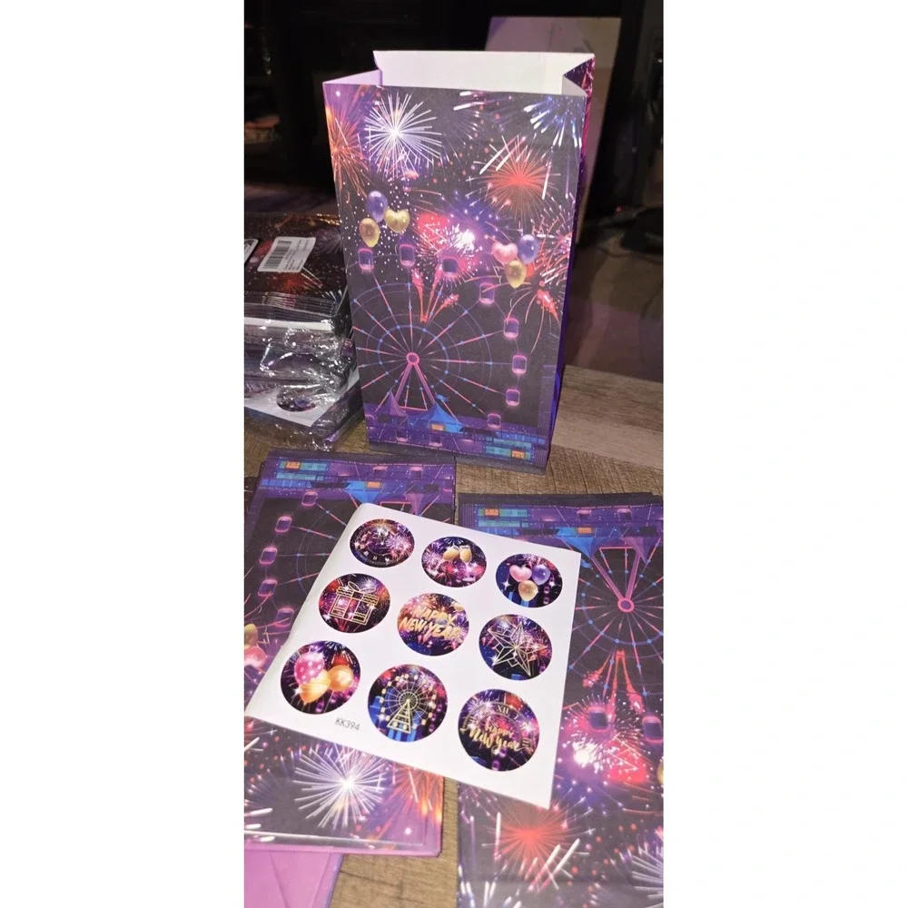 Happy New Year Bags, 12 Pack Colorful Happy New Years Gift Bags for Greeting,...